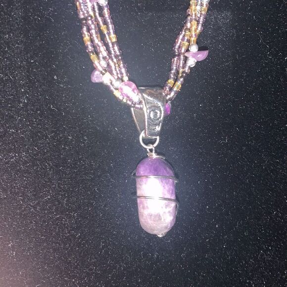 Amethyst Multi Strand Beaded Necklace - Picture 3 of 14